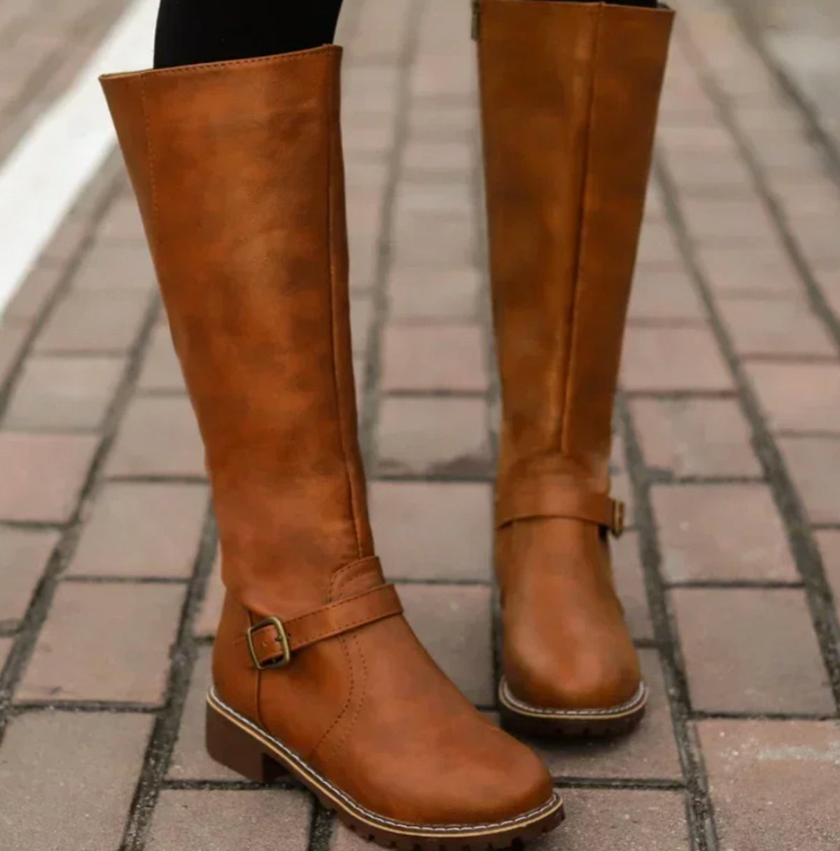 Knee-High Women's Boots with Buckle Detail | E&W - 1 - Elenwear
