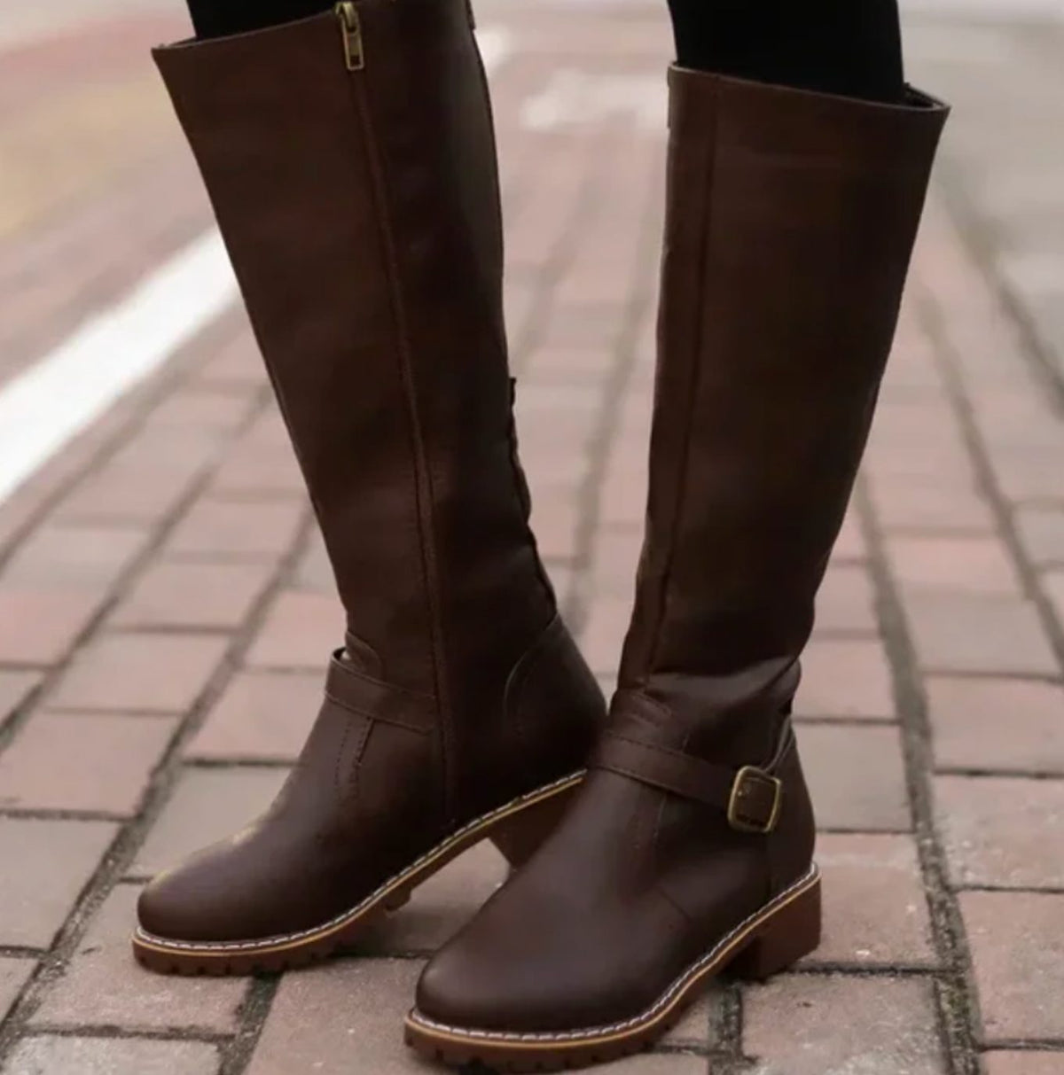 Knee-High Women's Boots with Buckle Detail | E&W - 5 - Elenwear