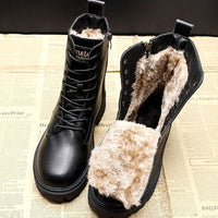 Lace-Up Ankle Boots for Women with Side Zip | E&W - 1 - Elenwear