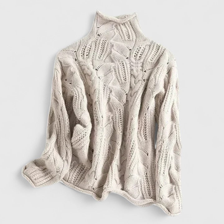 Knitted Pullover Women's High Neck Long Sleeve | E&W - 1 - Elenwear