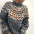 Women's High Neck Pullover with Relaxed Fit and Colourful Pattern | E&W - 1 - Elenwear