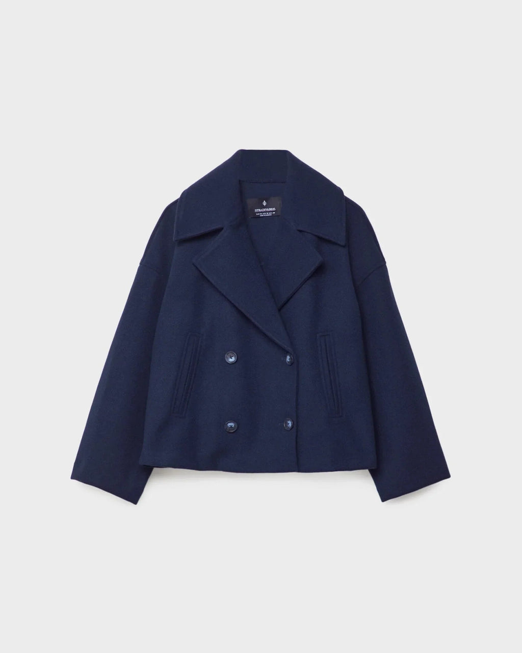 Women's Cropped Peacoat with Double-Breasted Design | E&W - 2 - Elenwear