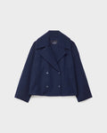 Women's Cropped Peacoat with Double-Breasted Design | E&W - 2 - Elenwear