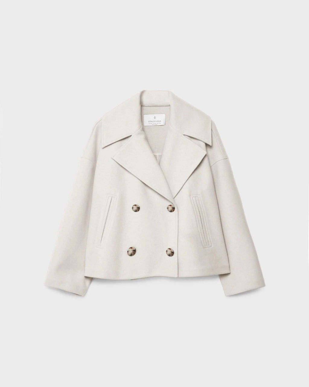 Women's Cropped Peacoat with Double-Breasted Design | E&W - 7 - Elenwear