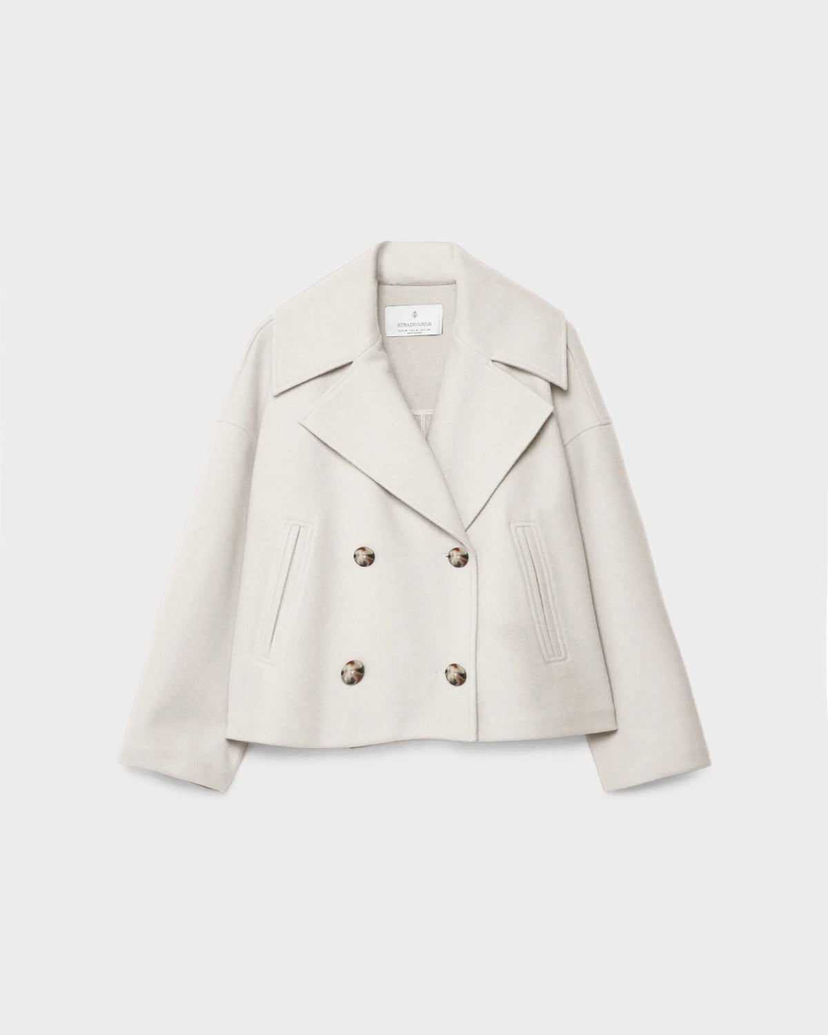 Women's Cropped Peacoat with Double-Breasted Design | E&W - 7 - Elenwear