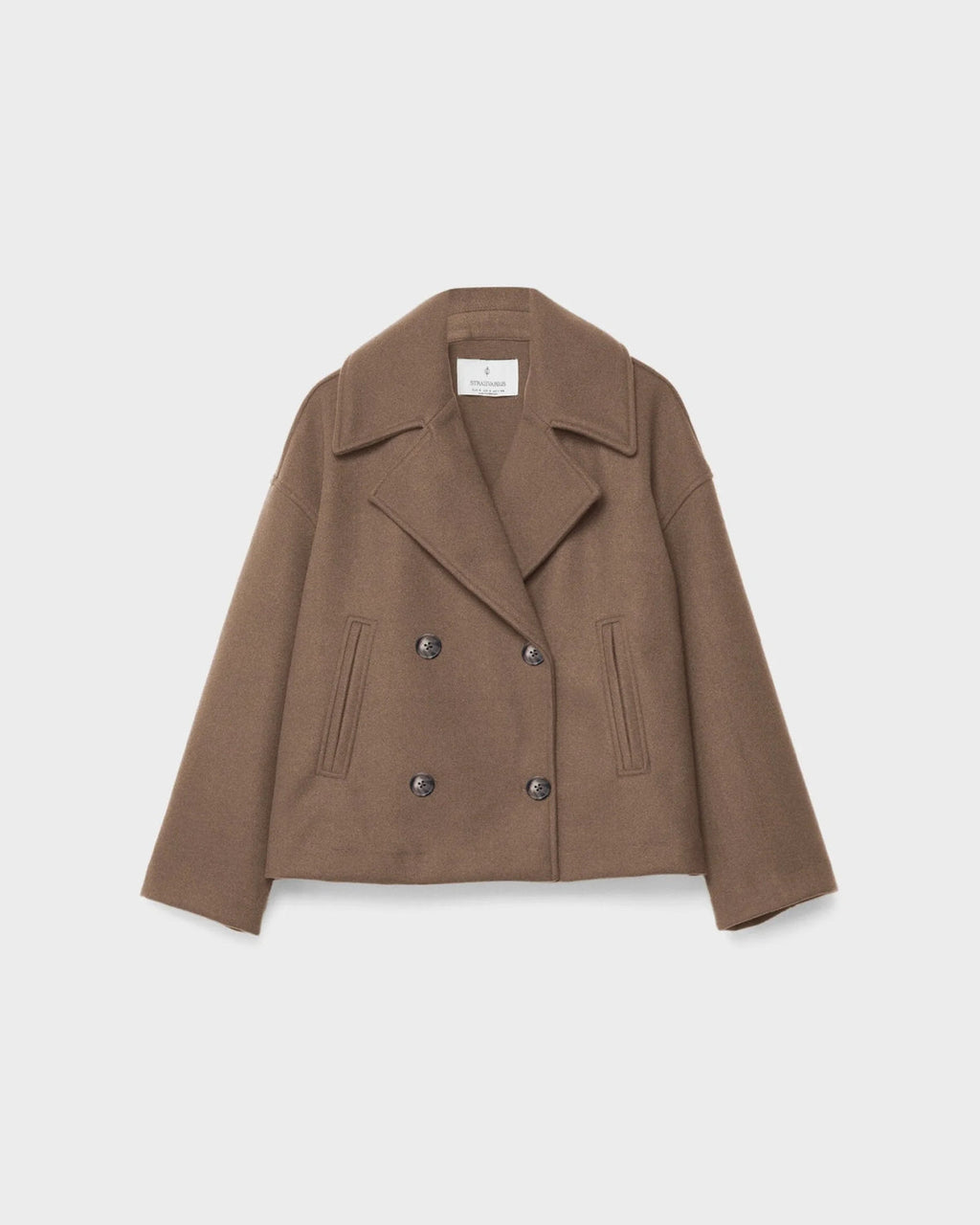 Women's Cropped Peacoat with Double-Breasted Design | E&W - 10 - Elenwear