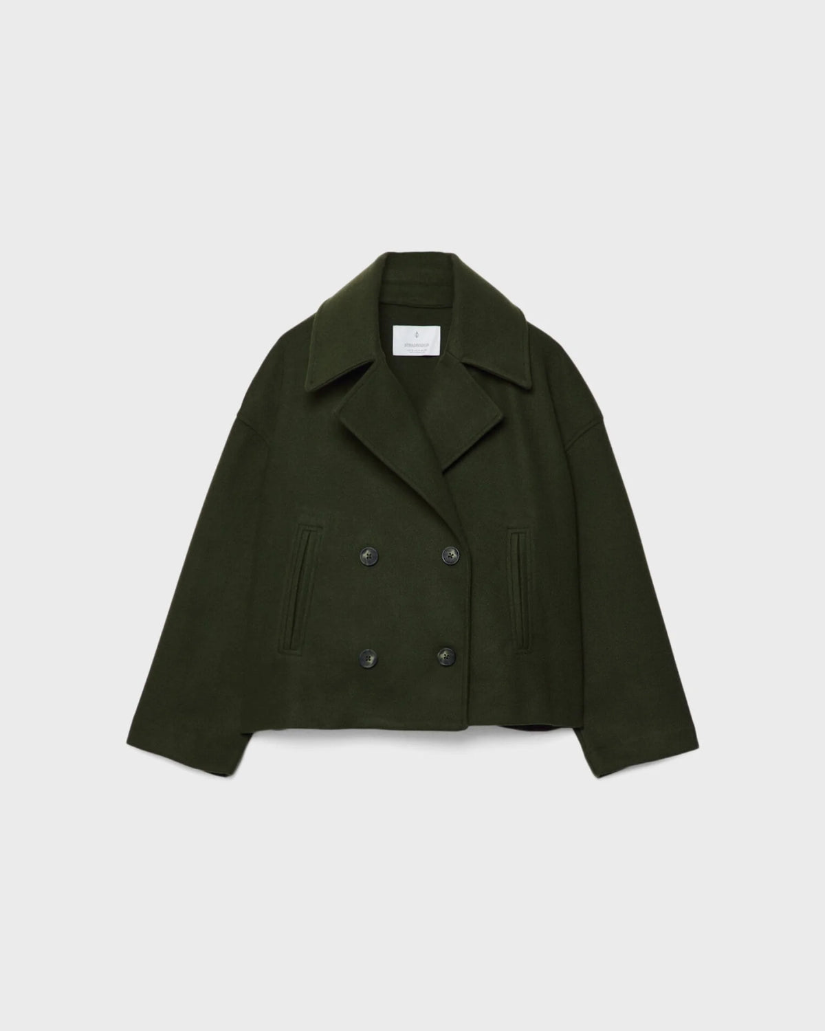 Women's Cropped Peacoat with Double-Breasted Design | E&W - 12 - Elenwear