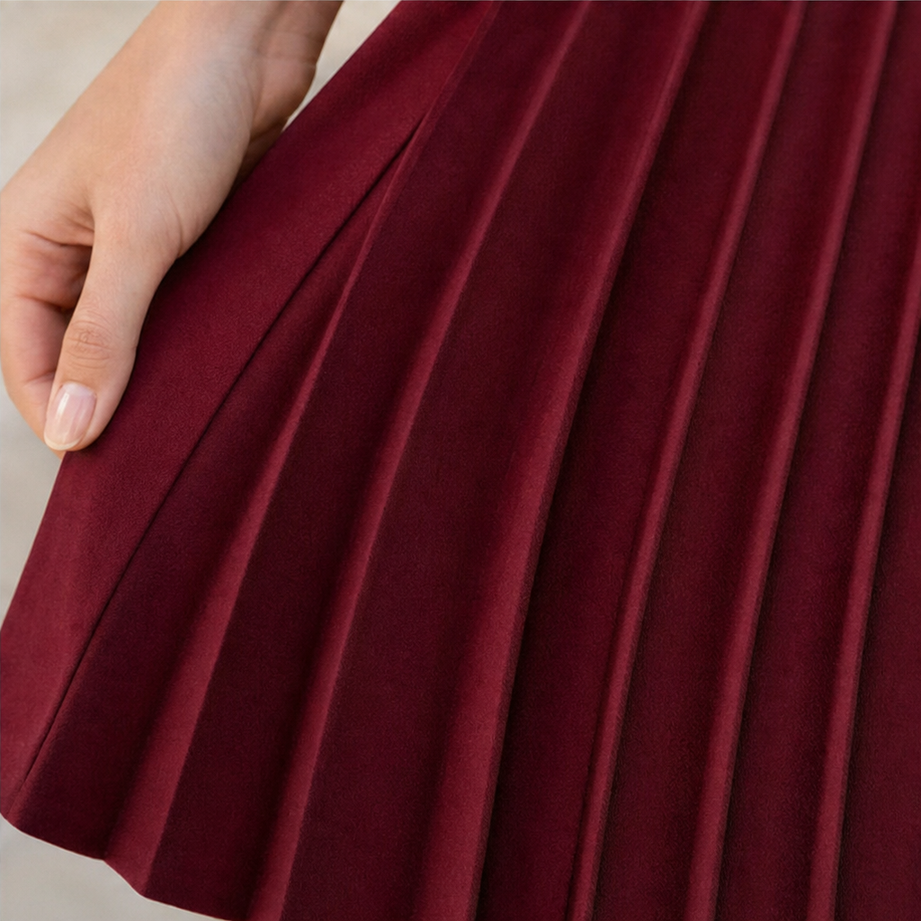 Wrap Dress Women's Pleated Skirt with Button Detail | E&W - 10 - Elenwear