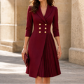 Wrap Dress Women's Pleated Skirt with Button Detail | E&W - 11 - Elenwear