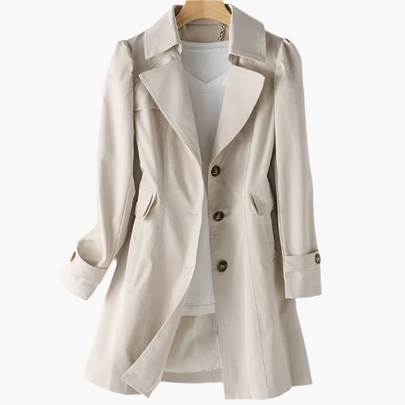 Trench Coat Women's Fitted Silhouette with Timeless Collar | E&W - 5 - Elenwear