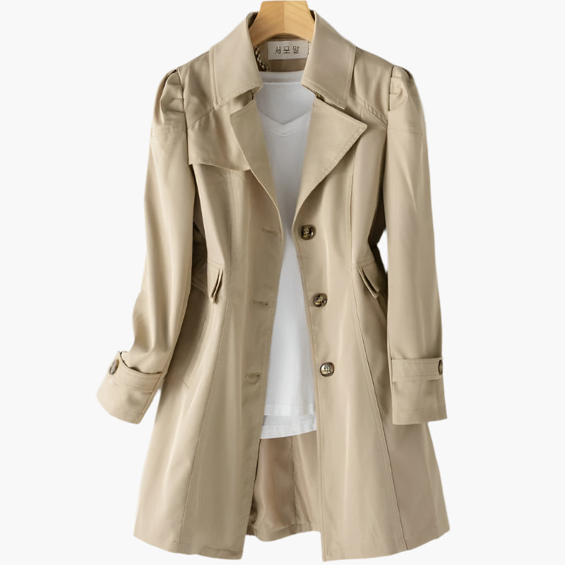 Trench Coat Women's Fitted Silhouette with Timeless Collar | E&W - 7 - Elenwear