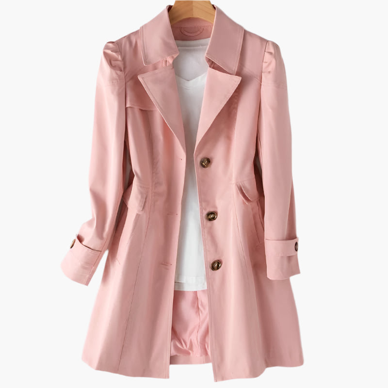 Trench Coat Women's Fitted Silhouette with Timeless Collar | E&W - 8 - Elenwear
