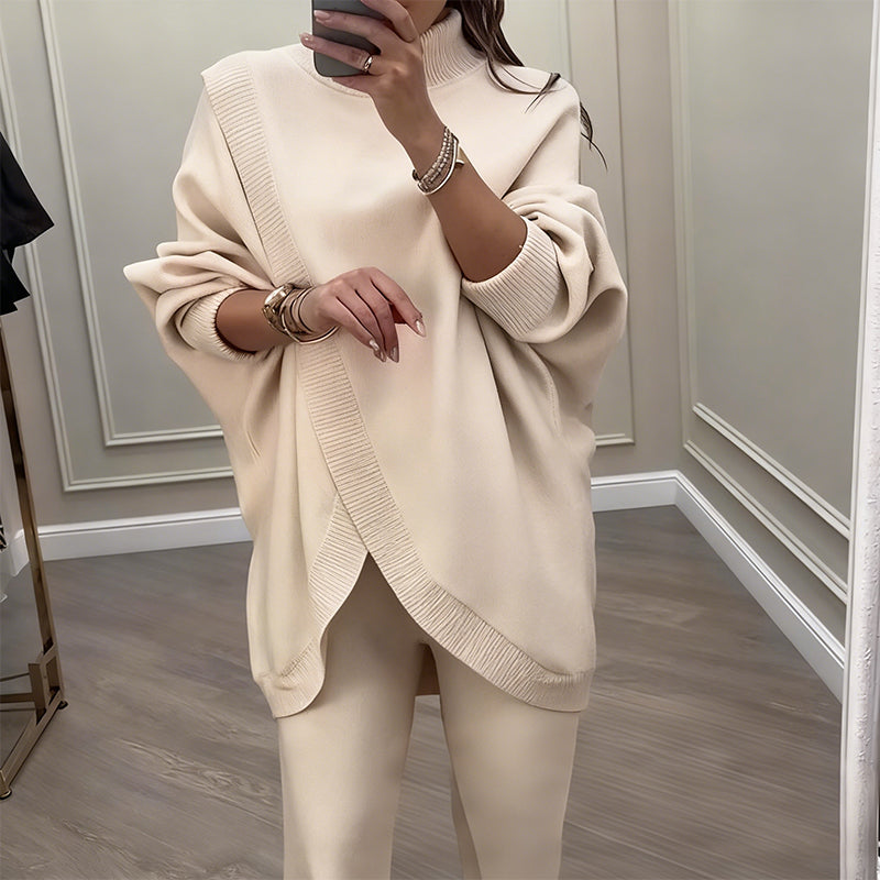 Two-Piece Set Women's Asymmetrical Top & Wide-Leg Trousers | E&W - 5 - Elenwear