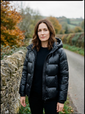 Women's Hooded Cotton Puffer Jacket — Everyday Quilted Winter Coat - Black