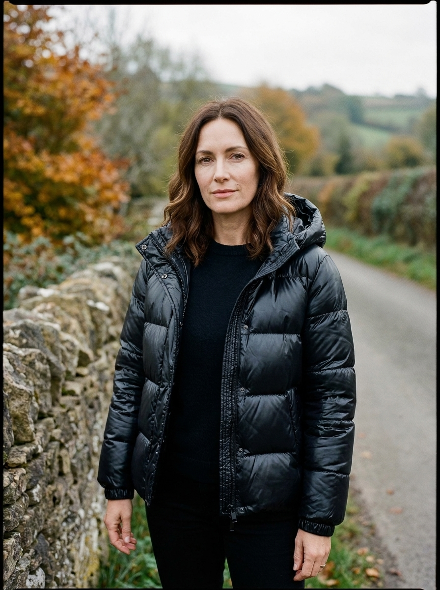 Women's Hooded Cotton Puffer Jacket — Everyday Quilted Winter Coat - Black