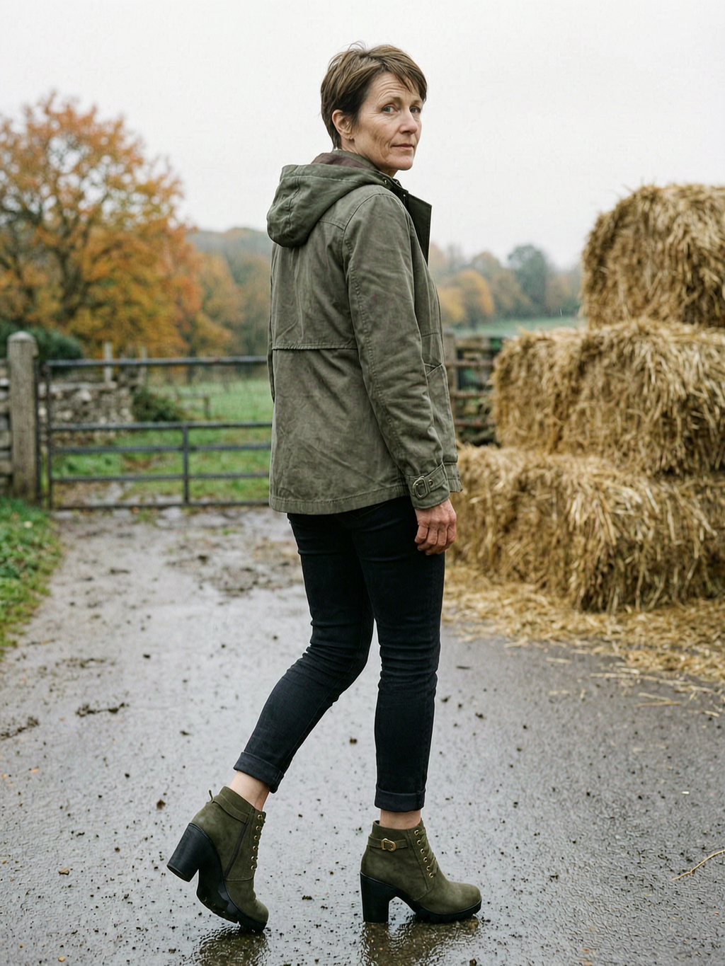 Women's Chunky Block-Heel Buckle Ankle Boots — Durable Everyday Countryside Boots - Green