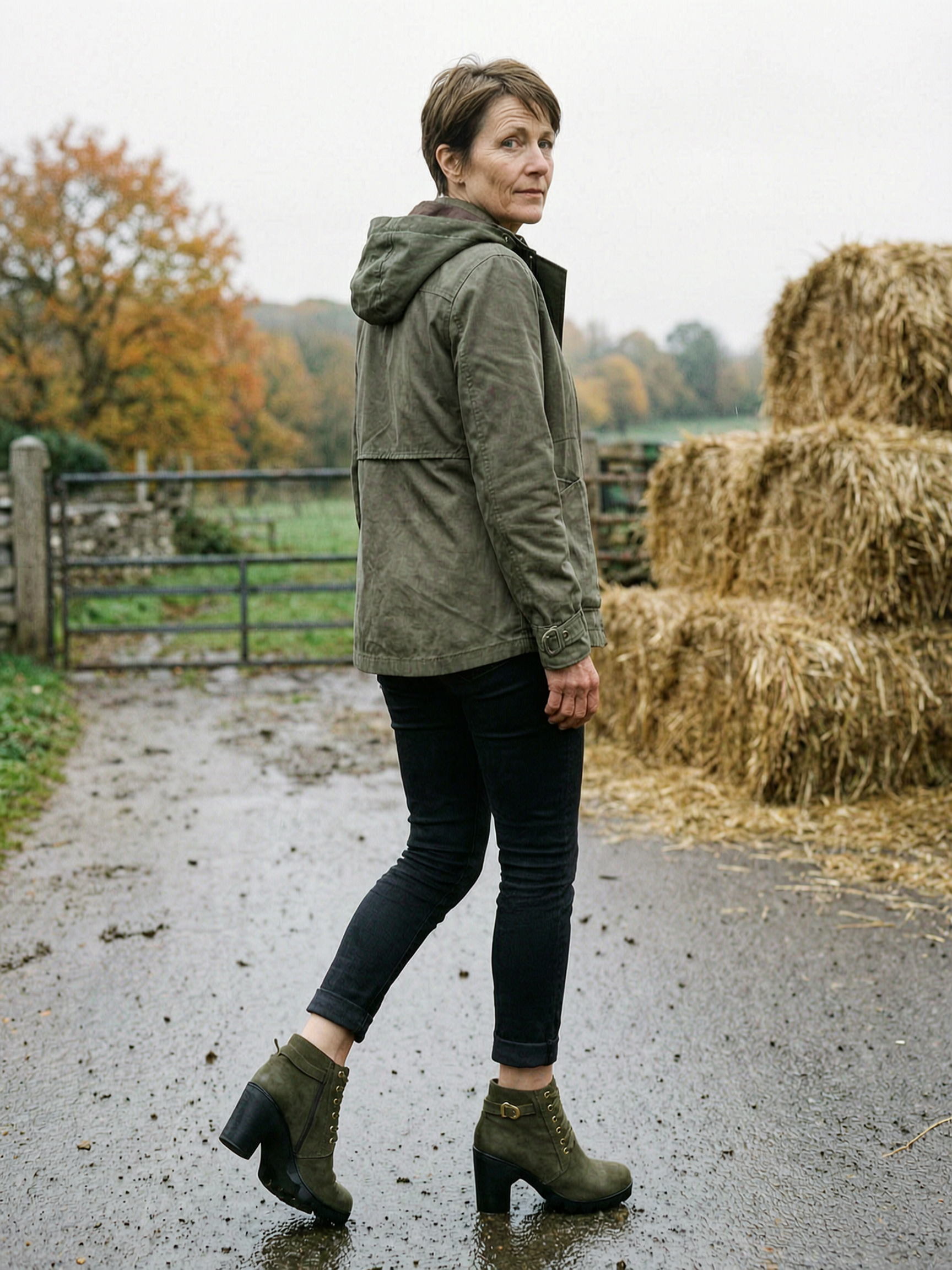 Women's Chunky Block-Heel Buckle Ankle Boots — Durable Everyday Countryside Boots - Green