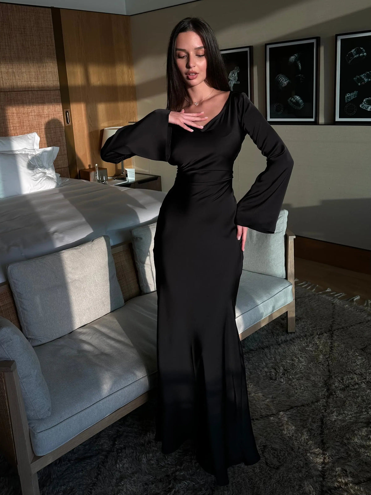 Evening Dress Women | Silky flowing fabric with flattering fit | E&W - 11 - Elenwear
