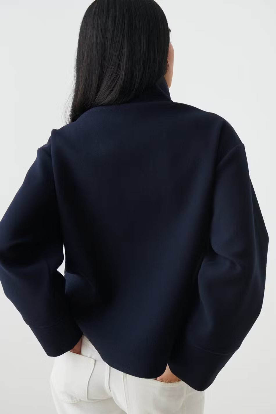 Women's Relaxed Fit Jacket with High Collar and Button Detail | E&W - 6 - Elenwear