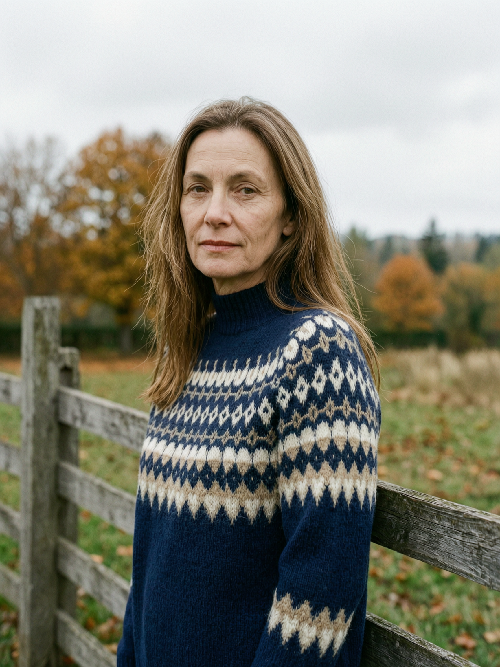 Women's Fair Isle Knit Jumper — Nordic-Pattern Wool Crew Neck Sweater - Navy Blue