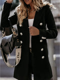 Double-Breasted Women's Coat in Soft Fabric | E&W - 4 - Elenwear