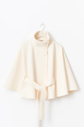 Women's Belted Cape Jacket with High Collar | E&W - 1 - Elenwear