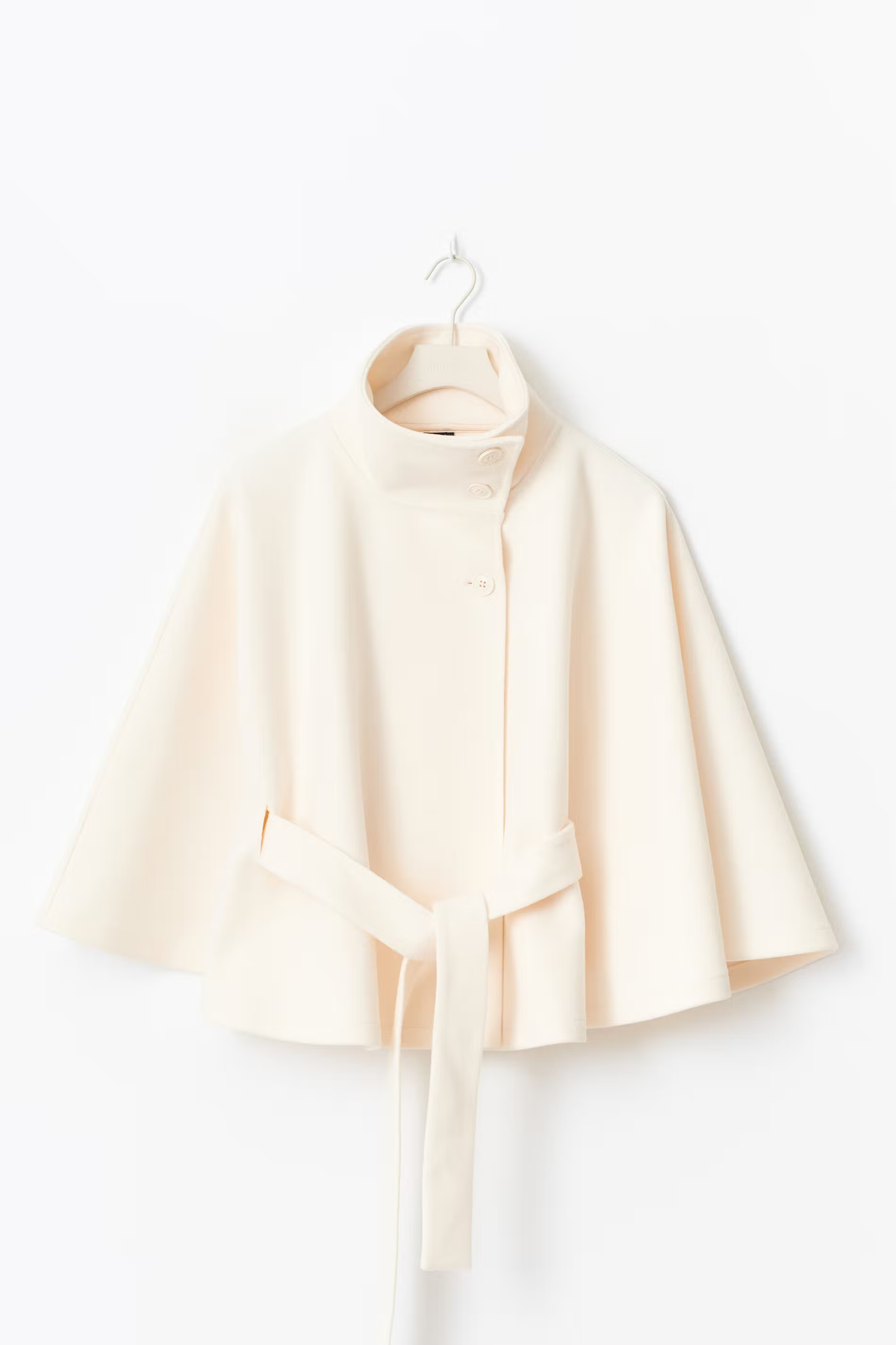 Women's Belted Cape Jacket with High Collar | E&W - 1 - Elenwear