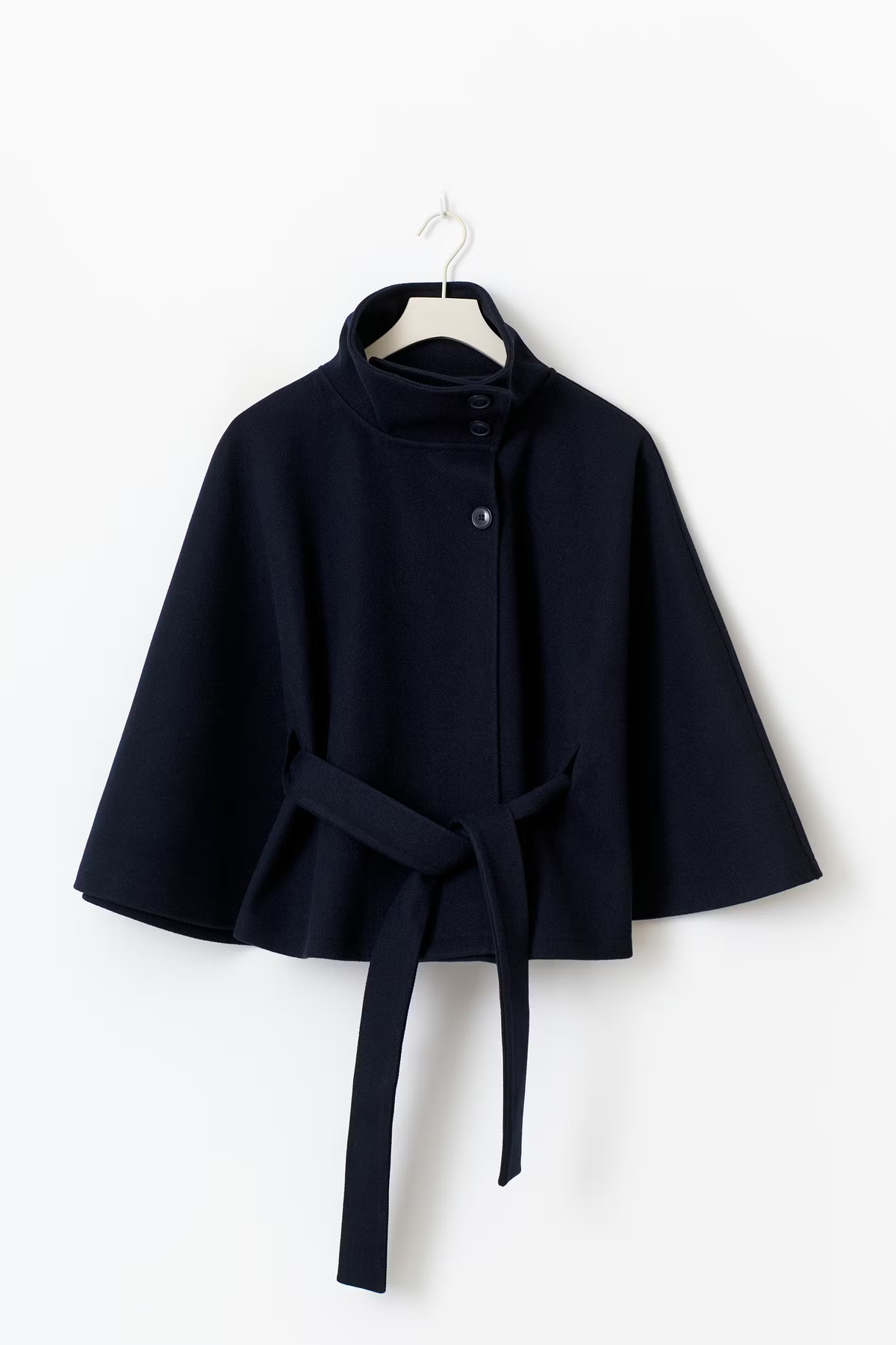 Women's Belted Cape Jacket with High Collar | E&W - 14 - Elenwear
