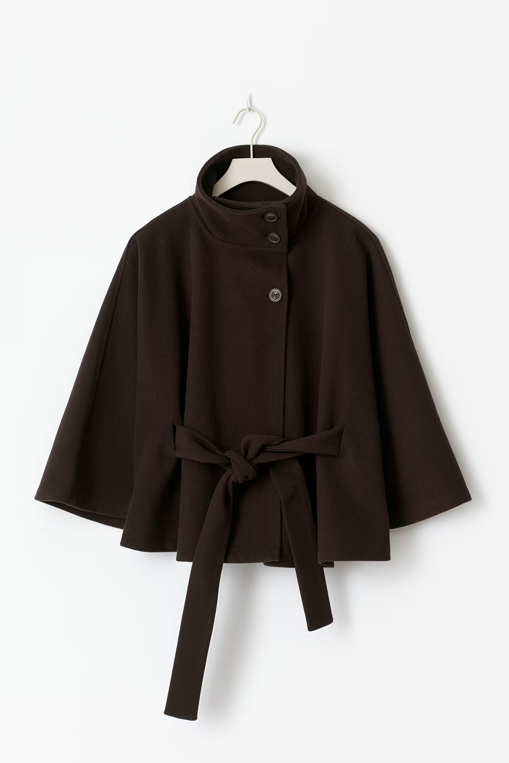 Women's Belted Cape Jacket with High Collar | E&W - 16 - Elenwear