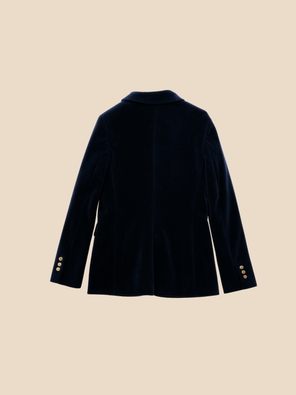 Blazer Women Velvet Look Tailored Fit with Notched Lapel | E&W - 6 - Elenwear