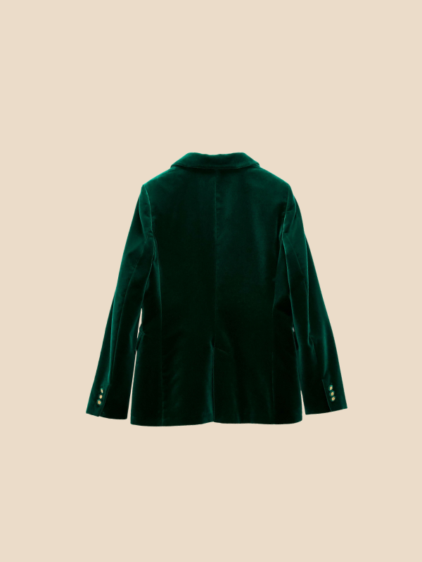 Blazer Women Velvet Look Tailored Fit with Notched Lapel | E&W - 7 - Elenwear