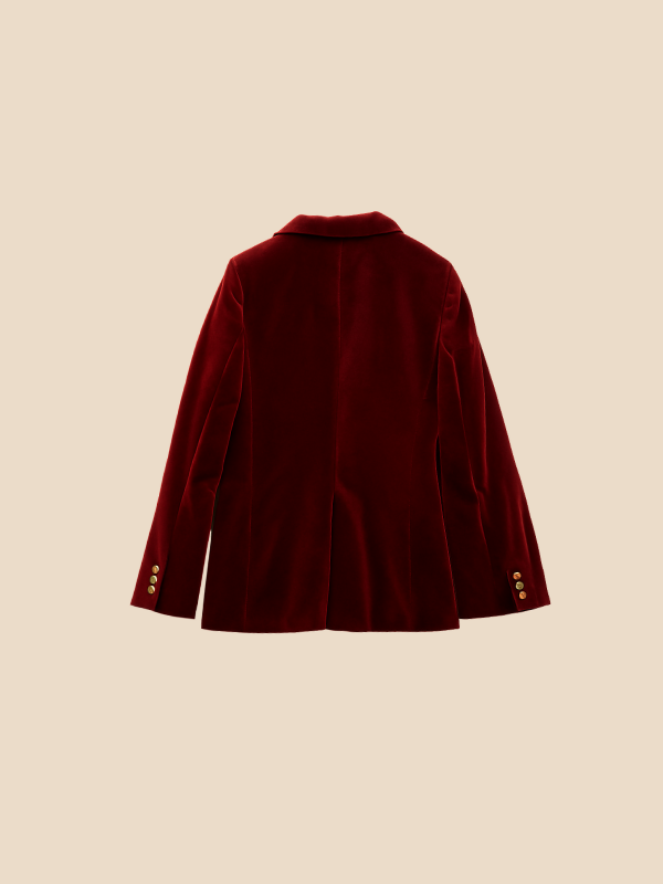 Blazer Women Velvet Look Tailored Fit with Notched Lapel | E&W - 9 - Elenwear