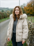 Women's Faux-Fur Trim Hooded Parka — Loose-Fit Puffer Coat - Beige
