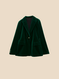 Blazer Women Velvet Look Tailored Fit with Notched Lapel | E&W - 3 - Elenwear