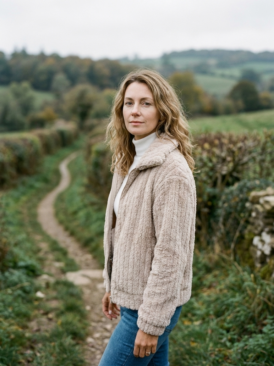 Women's Fluffy Teddy Fleece Lapel Jacket — Cropped Button-Front - Apricot