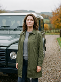 Women's Longline Showerproof Jacket — Shirt-Collar Rain Coat - Army Green