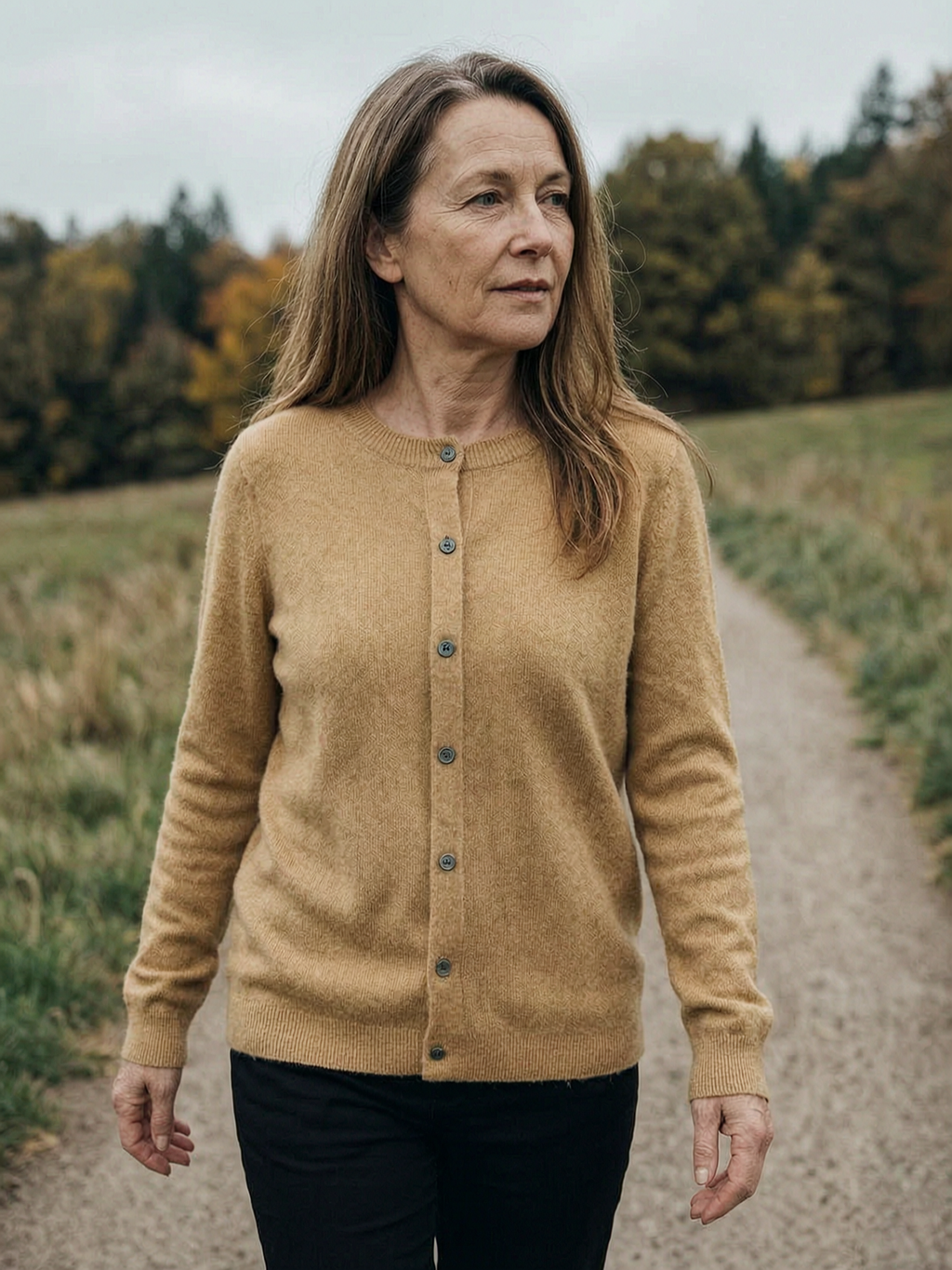 Women's Wool Knit Cardigan — Button-Front Everyday Sweater - Golden Camel