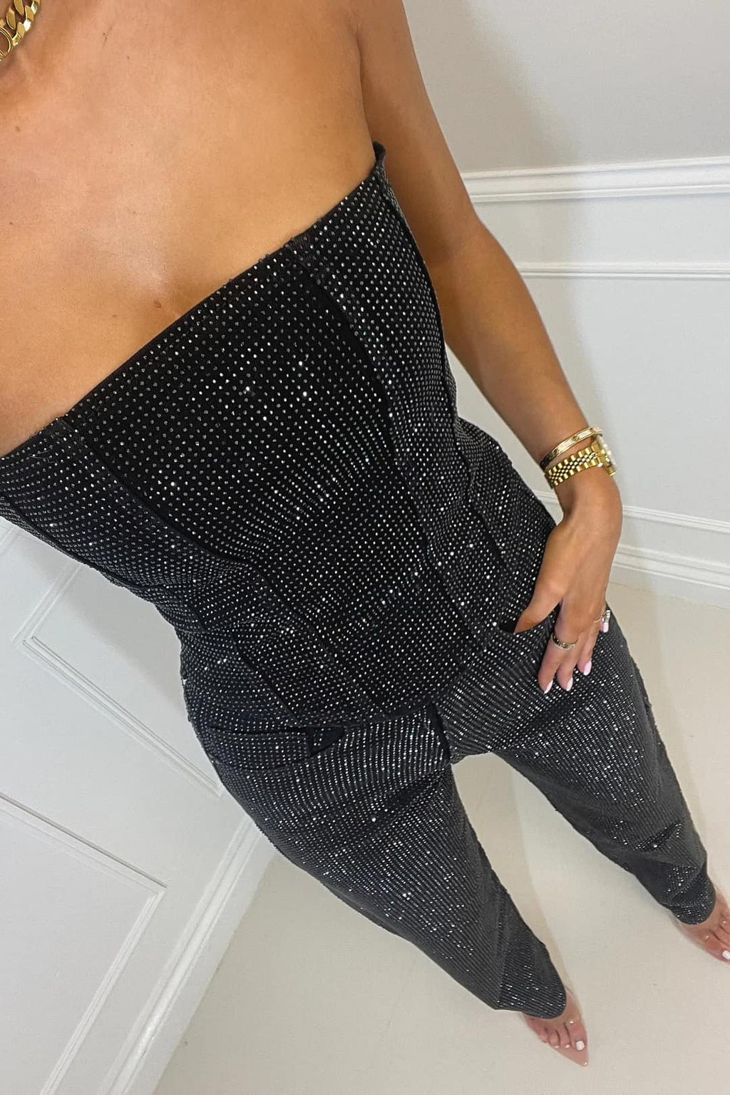 Strapless Jumpsuit for Women in Chic Sparkling Fabric | E&W - 8 - Elenwear