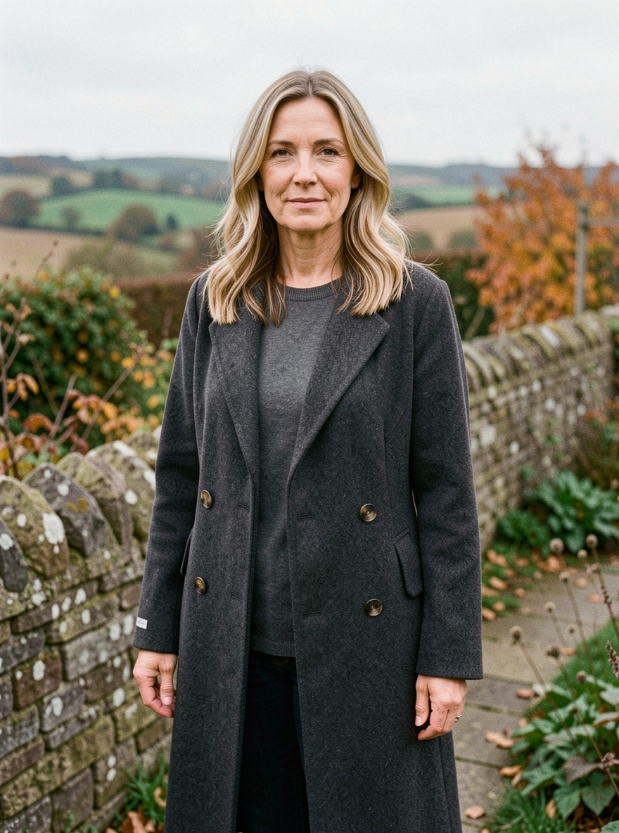 Women's Reversible Wool Overcoat — Long Cashmere-Feel Coat - Dark Gray