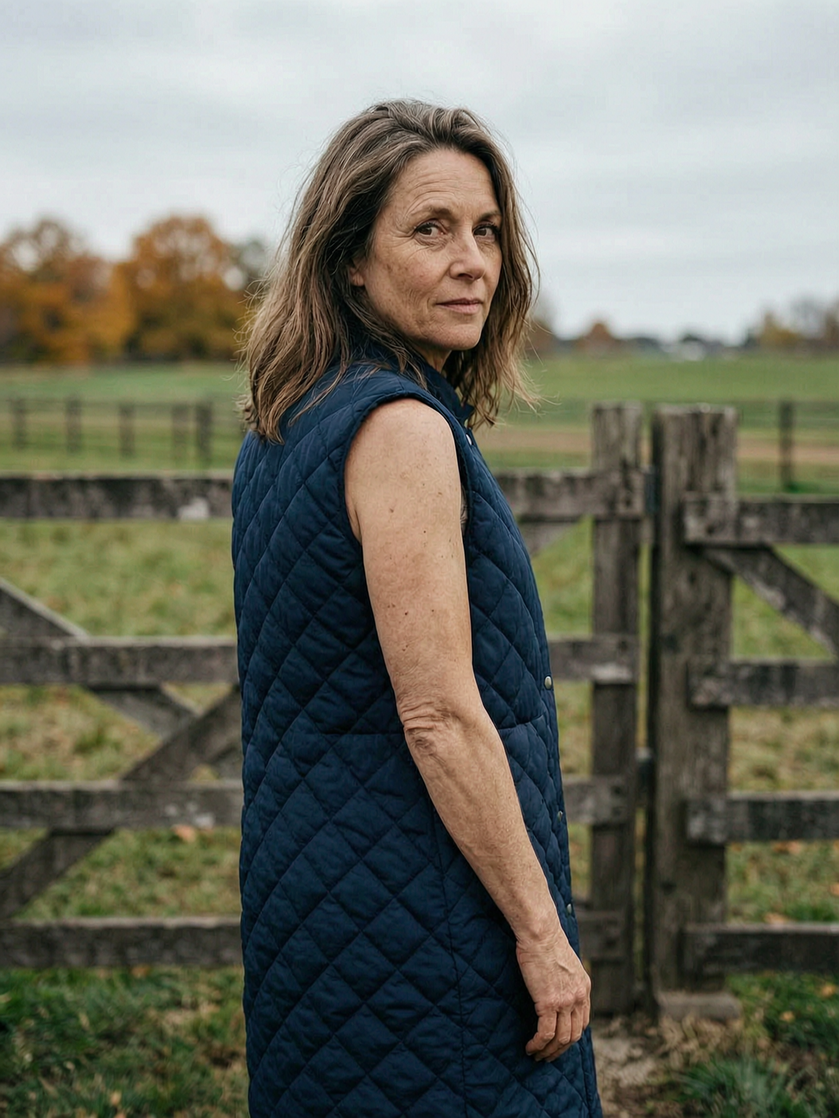Women's Longline Diamond-Quilted Gilet — Stand-Collar Sleeveless Vest - Navy