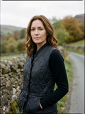 Women's Slim-Fit Diamond-Quilted Vest — Ruffle-Collar Puffer - Black