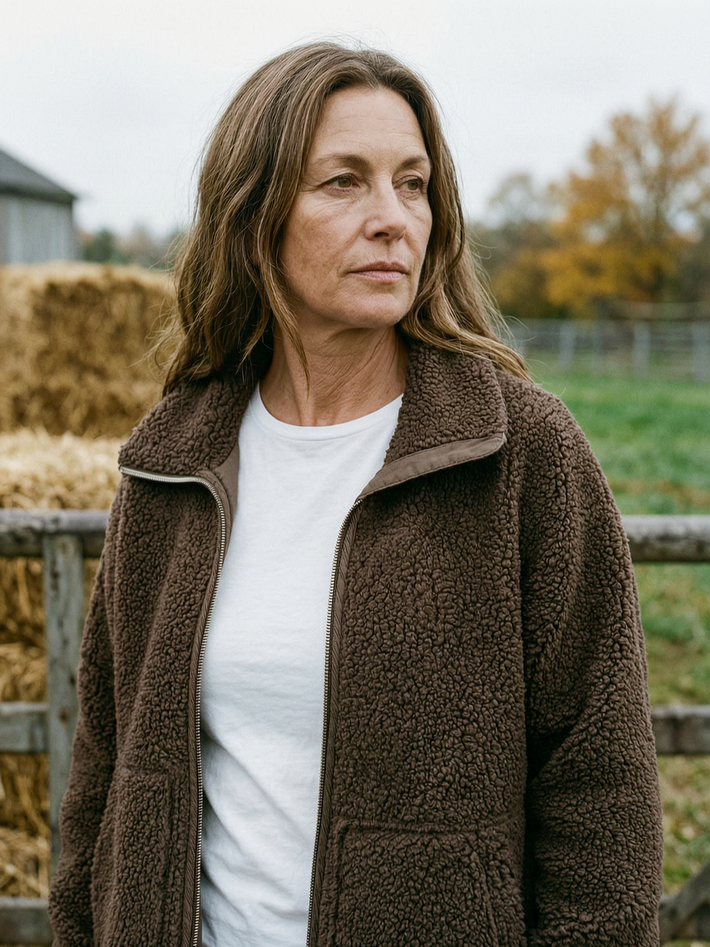 Women's Oversized Sherpa Fleece Jacket — Cosy Patch-Pocket Mid-Layer - Chocolate Brown