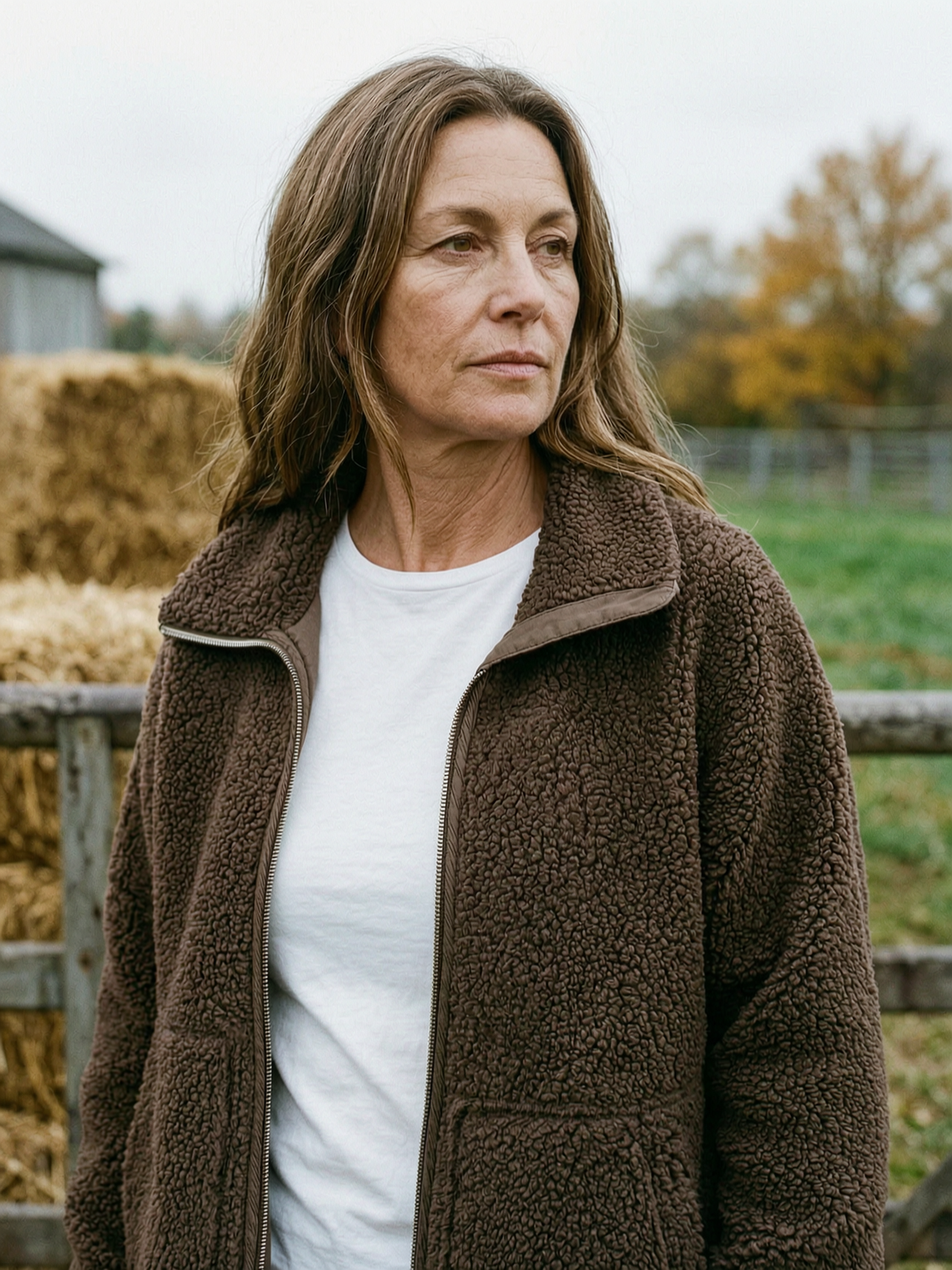 Women's Oversized Sherpa Fleece Jacket — Cosy Patch-Pocket Mid-Layer - Chocolate Brown