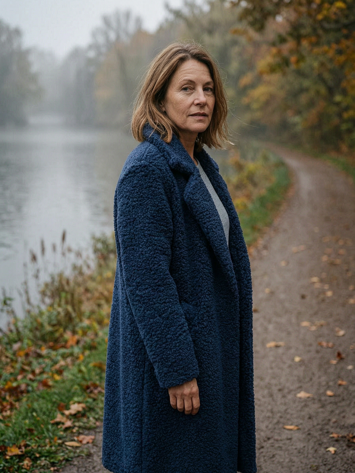 Women's Longline Lapel Fleece Cardigan Coat — Soft Open-Front Mid-Layer - Navy