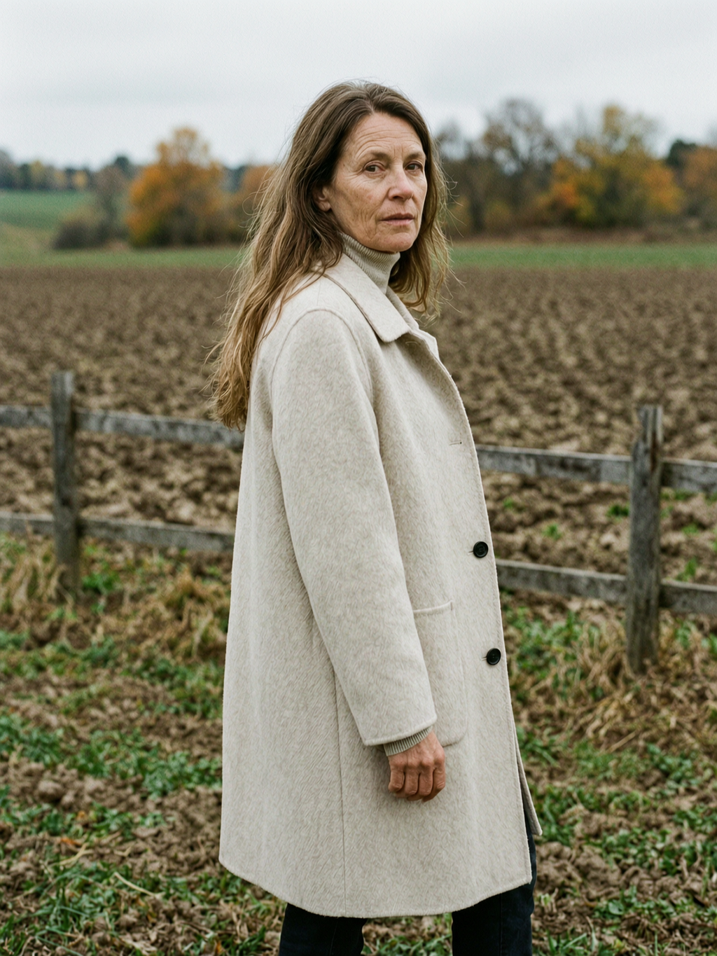 Women's Oversized Boxy Wool-Blend Coat — Mid-Length Patch Pocket Overcoat - Apricot