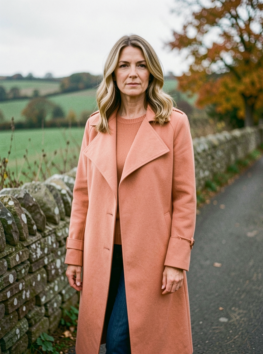Women's British-Style Over-The-Knee Windbreaker — Mid-Length Showerproof Coat - Tea Apricot