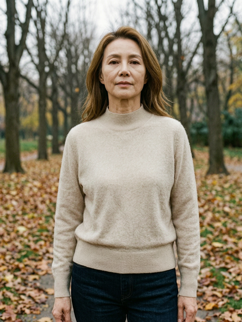 Women's Ribbed Wool Mock-Neck Jumper — Soft Everyday Turtleneck Sweater - Beige