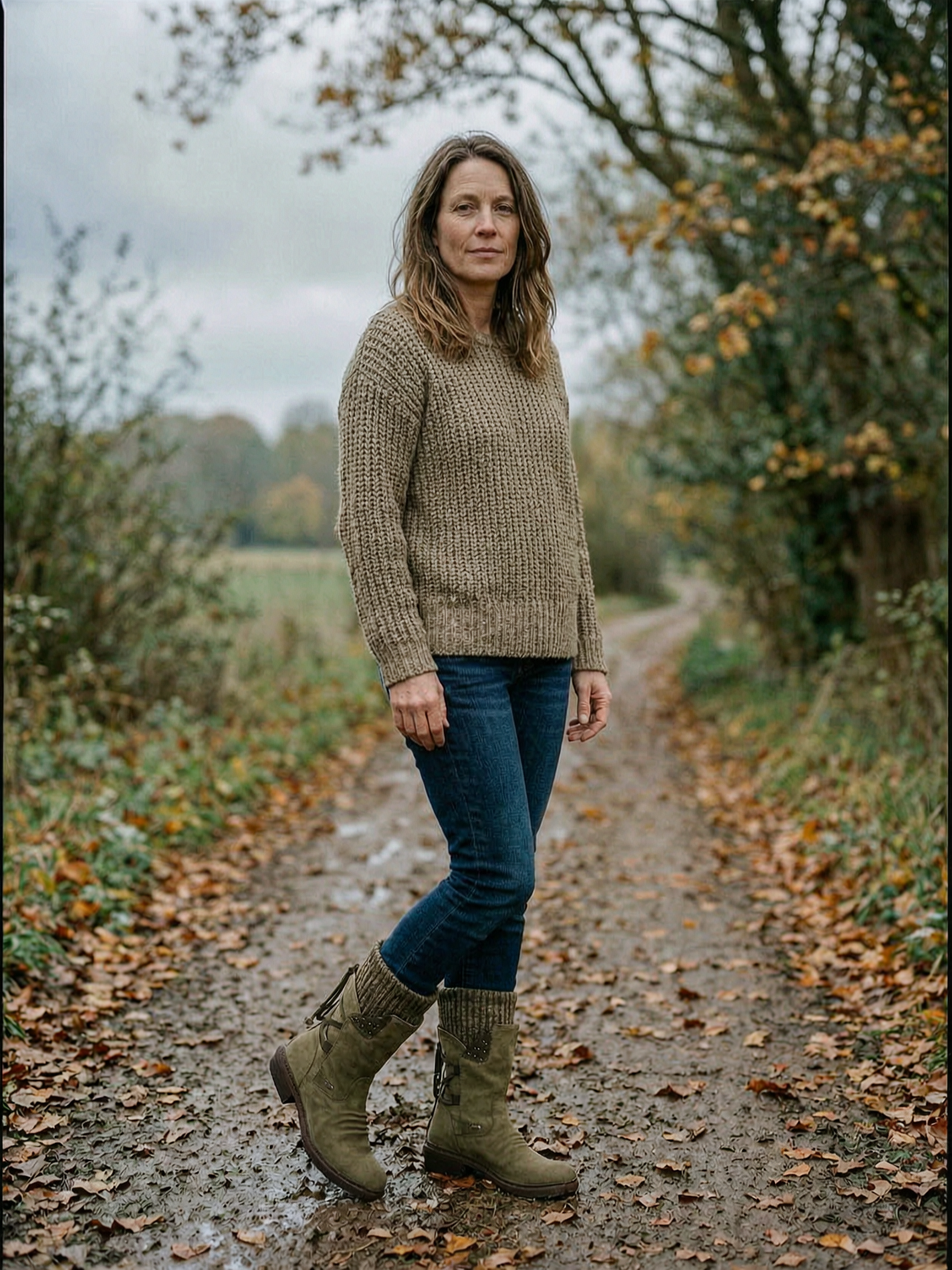 Women's Knit-Cuff Mid-Calf Snow Boots — Warm Winter Boots - Khaki
