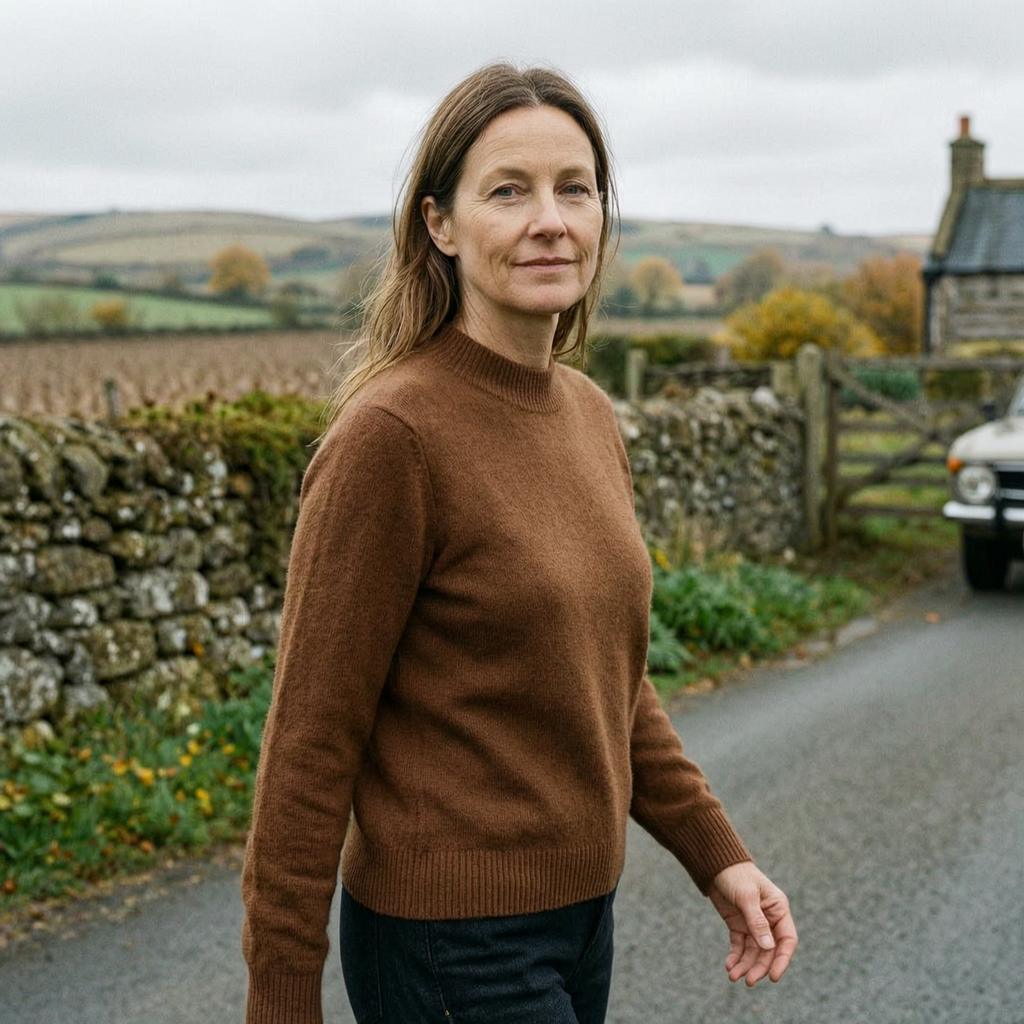 Women's Merino & Yak-Down Knit Sweater — Half-Collar