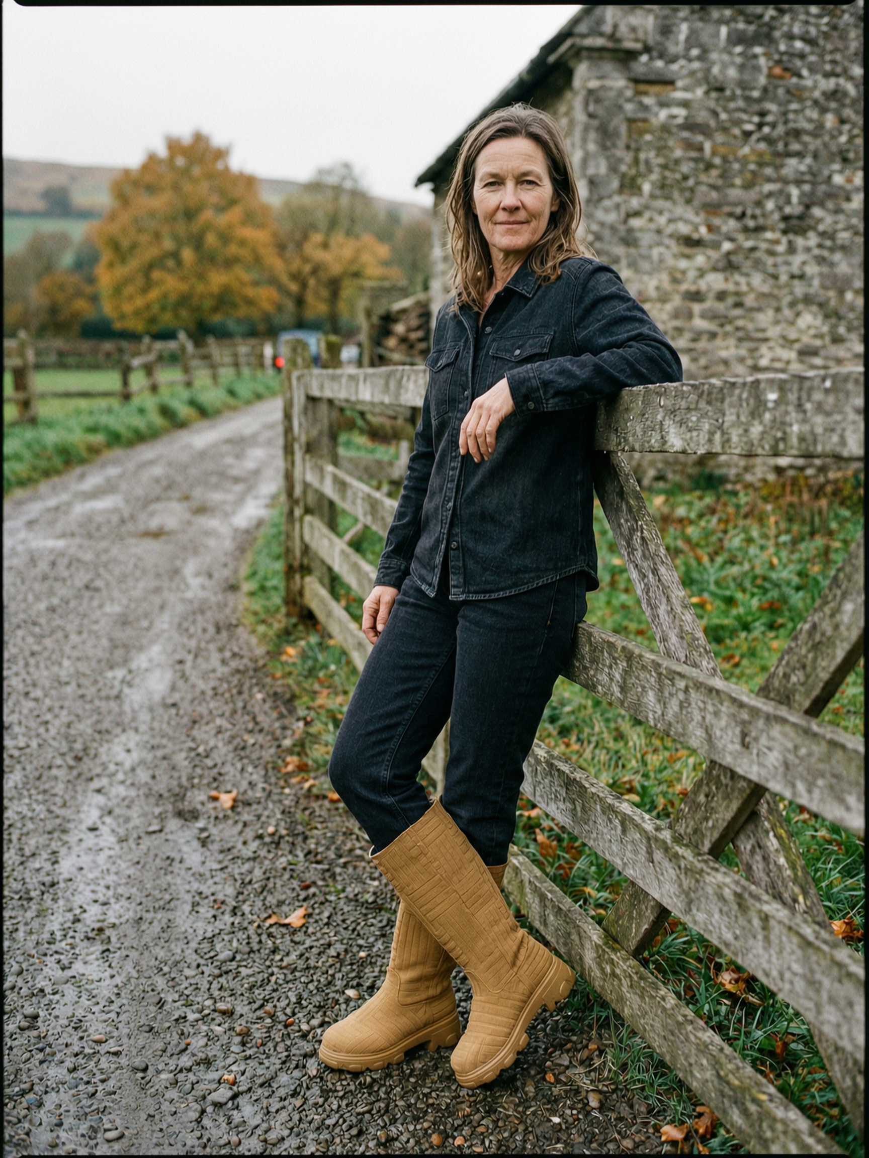 Women's Quilted Suede Platform Mid-Calf Boots — Waterproof Countryside Boots - Camel